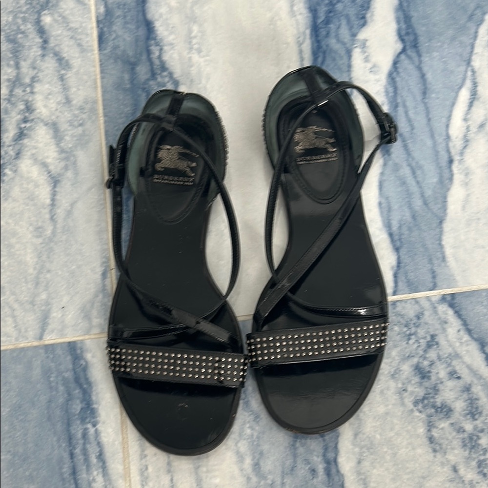 Burberry Black Sandals with Stud Accents